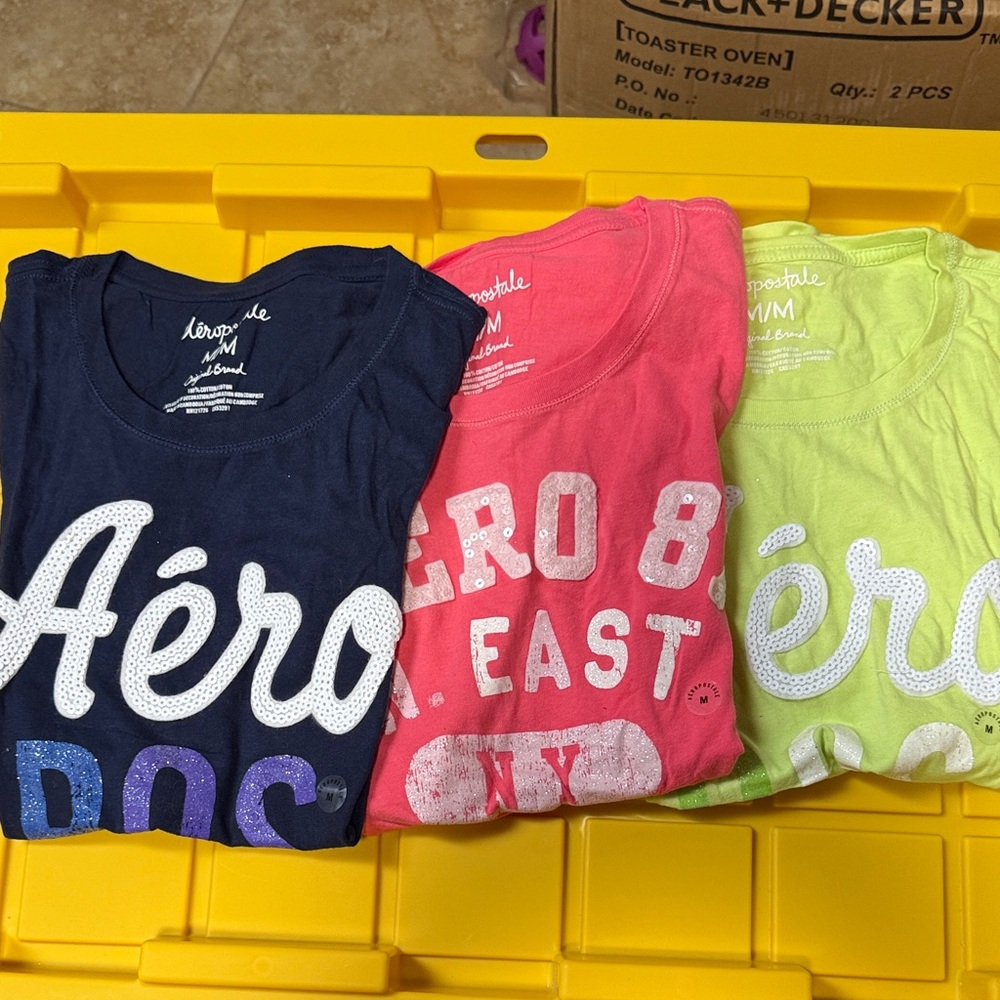 Vintage Ladies Aeropostale Short Sleeve Tees - Navy, Pink, Lime -NWT